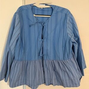Ganni Light Blue Striped Top